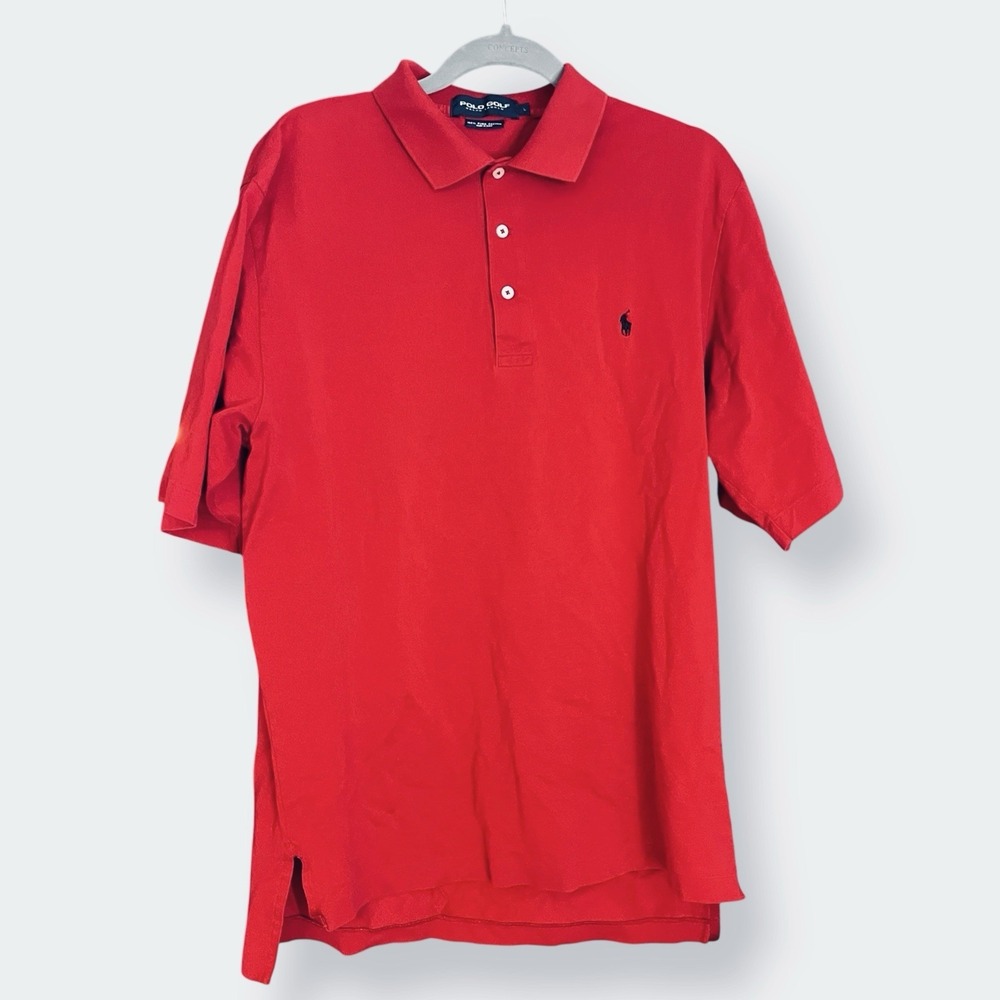 Ralph Lauren Shadow Wood Polo Golf Shirt Red Pima Cotton Mens Short Sleeve Large